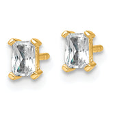 14k 1/2 carat Lab Grown Diamond VS+ F+ Radiant Complete Four Prong Stud Earrings
